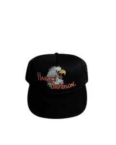 Vintage Harley Davidson Hat Screaming Eagle Trucker RARE Mesh Black SnapBack - Picture 1 of 9