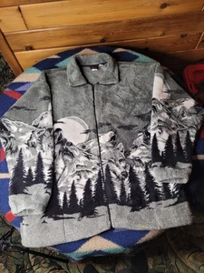 Vintage Mazmania Wolf Sweatshirt Sweater Size XL Fleece Gray USA - Picture 1 of 10