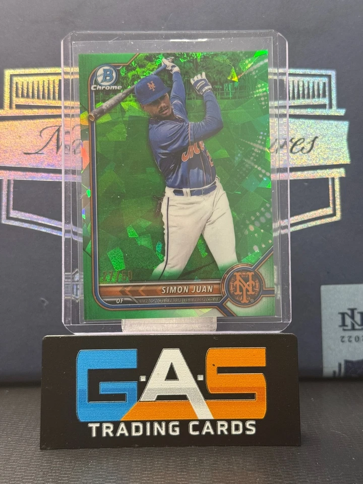 2022 Bowman Chrome Draft Sapphire Simon Juan #BDC-52 Green /50 SP RC Mets - Image 1 of 2