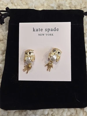 Kate Spade Winter Wonderland Owl Gold Tone Stud Earrings KE984 New - Image 1 of 2