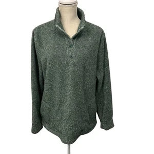 Eddie Bauer Cowl Neck Sweater 4-Button Super Soft Plush Womens Size Large Green - Picture 1 of 10