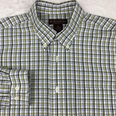 Brooks Brothers Dress Shirt BOYS XL Green/White Plaid  Non Iron Long Sleeves - Image 1 of 4
