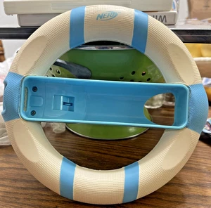 Nintendo Wii Steering Wheel Controller Racing Attachment Nerf Light Blue TESTED! - Picture 1 of 11
