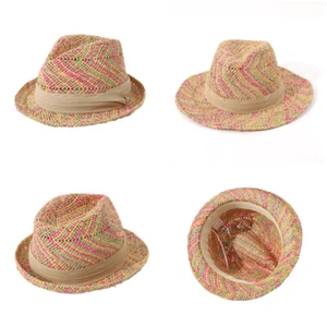 Men Straw Jazz Trilby Pork Pie Hat Outdoor Travel Summer Wide Brim Beach Sun Cap - Bild 1 von 14