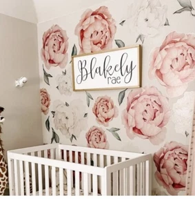 Watercolor Jumbo Floral Peonys Peel & Stick Giant Wall Decals Free Shipping - Picture 1 of 6