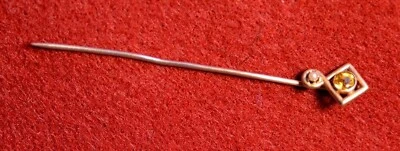 Antiguo prendedor vintage de oro amarillo de 14k con citrino y perla semilla Foto 1 de 4