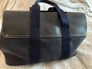 Hermes Valparaiso PM Genuine Leather Trim Cotton Canvas Top Handle Authentic - Picture 1 of 6
