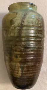 10.5” Raku pottery signed vase, metallic, iridescent colors - Picture 1 of 6