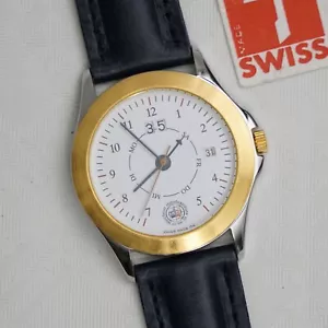 FEBA 5 Jewels Quartz Datum + KW Münchener Hypothekenbank eG Werbeuhr Swiss Made - Bild 1 von 16