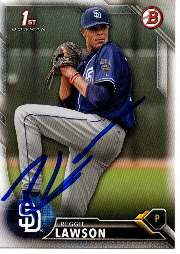 Reggie Lawson San Diego Padres 2016 Bowman Rookie Signed Card - Image 1 of 1