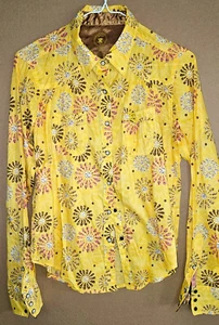 Twenty X Yellow Floral Snap Long Sleeve Button Down Shirt Size S - Picture 1 of 7