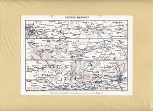 LEIPZIG - DRESDE, mapa ferroviario 1861-67 de Henry Lange - Imagen 1 de 2