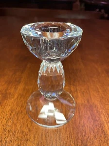 Oleg Cassini Faceted Crystal Pedestal Candlestick Holder Clear 80s - Picture 1 of 8
