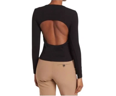 Camiseta pulóver acanalada manga larga con espalda abierta negra talla XL de Walter Baker para mujer Foto 1 de 4