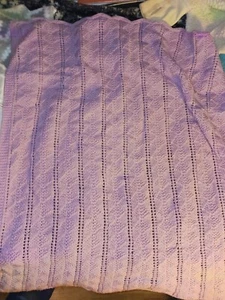 Handmade Lavender w/ Diamond Shapes Hand Knitted Blanket Springweight!! - Picture 1 of 7