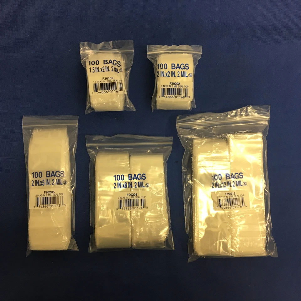 Elkay Clear Plastic Zip Seal Lock Top Reclosable Poly Jewelry Bags 2Mil - Image 1 of 1