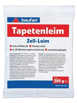 Baufan Colle Papier Peint 200g Zell-Leim Colle à Pâte Colle Copeaux Bâton - Photo 1/4