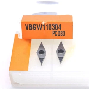 2pcs VBGW110304 PCD30 CNC Carbide Turning Insert VBGW221 PCD30 For Aluminium - Foto 1 di 2
