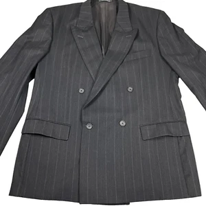 Dino Di Napoli Mens Blazer Jacket 44 Double Breasted Gray Wool stripe - Picture 1 of 14
