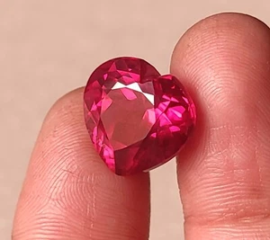 PIEDRA PRECIOSA RUBÍ SUELTA REAL DE 10 QUILATES CORTE CORAZÓN NATURAL CLÁSICO ROJO ROSA AAA + COLOR. - Imagen 1 de 8