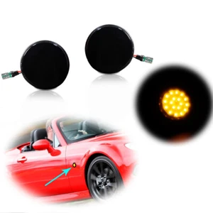 2x Amber LED Side Marker Turn Signal Lights For 1989-2015 Mazda MX-5 Mk1 Mk2 Mk3 - Picture 1 of 11