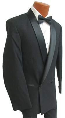 New Men's Palermo Black Double Breasted Tuxedo Jacket Prom Wedding Mason 60S - Image 1 of 4