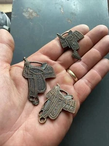 Saddle Pocket Watch FOB Set Lot Pueblo Texas Nevada Western Cowboy Rodeo x3 GIFT - Picture 1 of 12