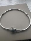 Genuine Pandora Moments Heart Clasp Snake Chain Bracelet 19cms 590719