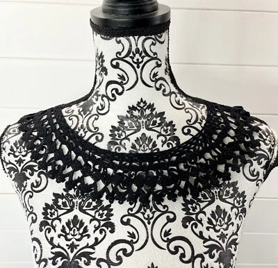 Воротник вязаный крючком ручной работы кружевной воротник коттедж Core 80-е викторианская готика темная фея - Изображение 1 из 4