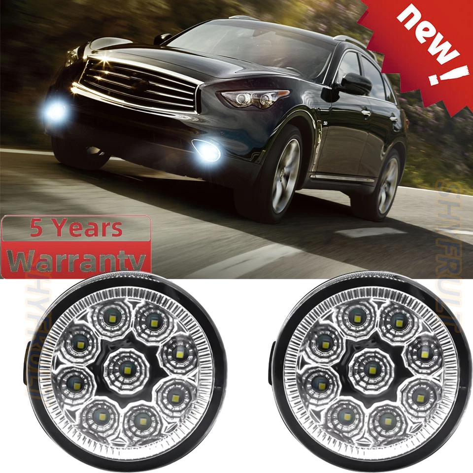 Pair Front Bumper LED Fog Light Clear Driving Lamps For INFINITI QX70 2014-2016 Foto 1 de 4