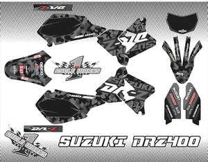 Suzuki DRZ400 DRZ 400 Supermoto SEMI CUSTOM GRAPHICS KIT Camo 22 - Picture 1 of 1