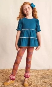 Matilda Jane Late Bloomer Floral Ruffle Leggings Girls size 8 Stretch - Picture 1 of 5