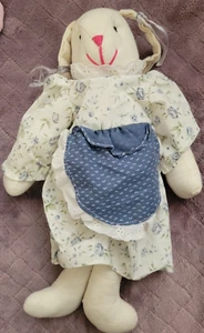 Handmade 13" Country Style Bunny Rabbit Plush Stuffed Animal - Picture 1 of 2