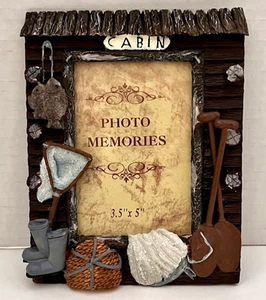 3D Rustic Fishing Cabin Picture Photo Frame 3.5"x 5" - Picture 1 of 3