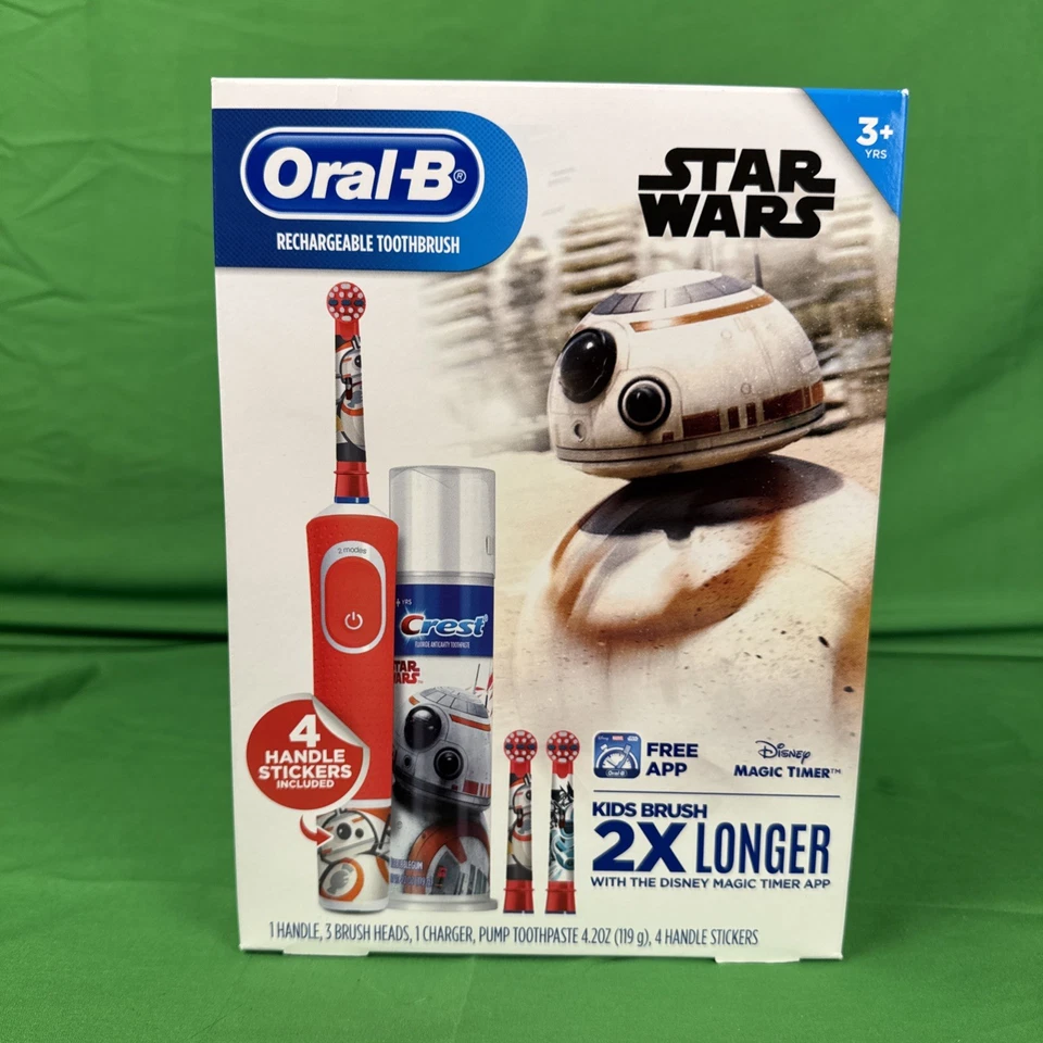Oral-B Kids Star Wars Electric Rechargeable Toothbrush 2x Longer Brush Disney