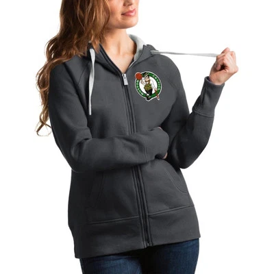 Boston Celtics Antigua Women's Victory Full-Zip Hoodie Charcoal Size Medium - Image 1 of 4
