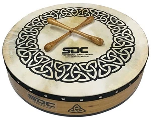TAMBOR NATURAL BODHRAN diseño celta irlandés batería celta 18 pulgadas + estuche - Imagen 1 de 7