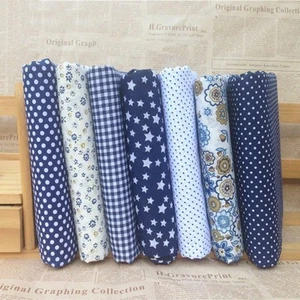 7 Pcs Blue 10" x 10" Top Cotton Craft Fabric Bundle Squares Patchwork DIY Sew... - Picture 1 of 5