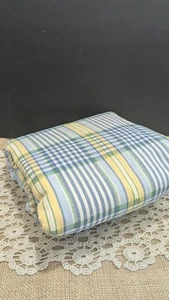 Handmade Plaid Quit 32" x 32", Nursery Gift, Lap Quilt, Blue Yellow Green - Picture 1 of 4