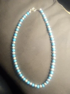 Collar 925 de 18 pulgadas - bolas de turquesa y plata de ley - Imagen 1 de 4