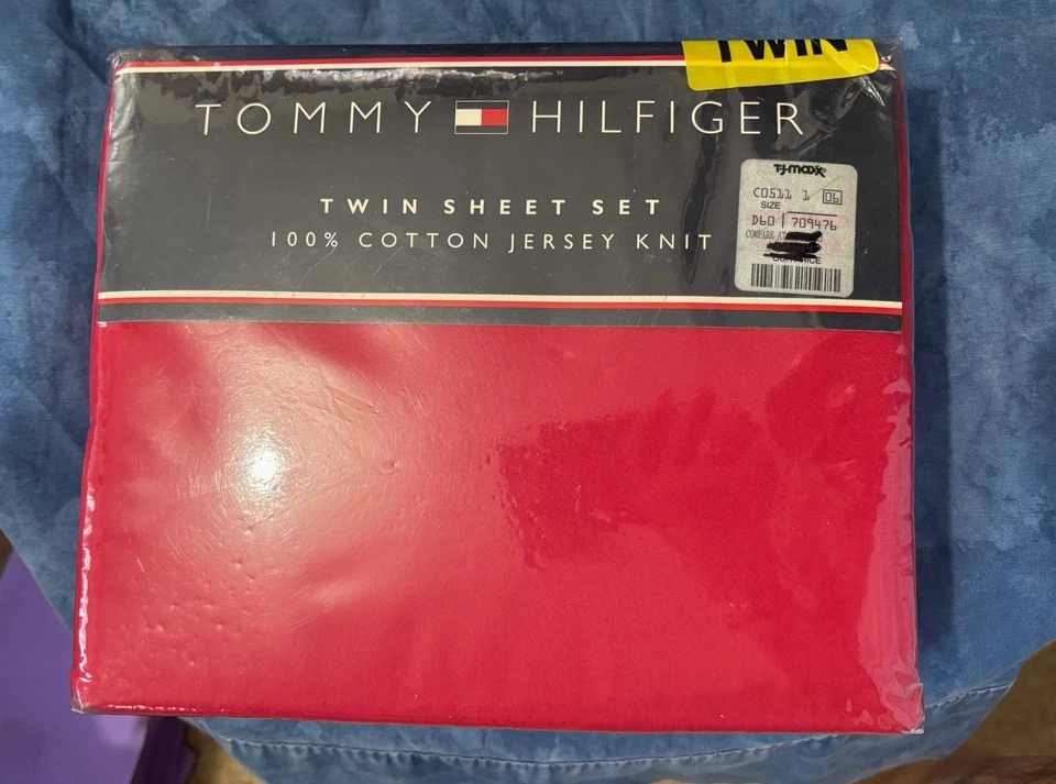Nuevo Juego de Sábanas Doble Tommy Hilfiger Sellado 100% Algodón Jersey ROJO (para dormitorio) Foto 1 de 4