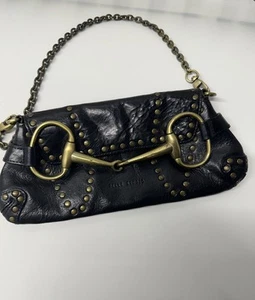 Cartera sin asas pequeña Wilson de cuero Pelle Studio cuero negro Horse Bit Western - Imagen 1 de 6