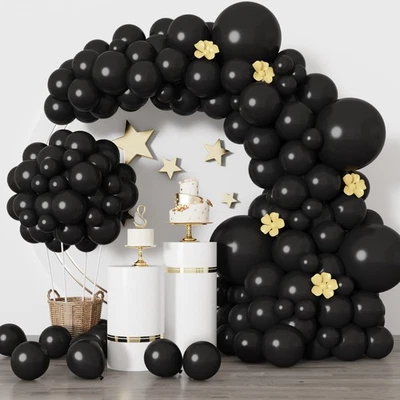 Black Balloons Pack for Balloon Arch - 129pcs Latex Halloween Party Decor - Image 1 of 4