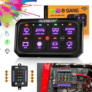 Panel de interruptor de 8 velocidades AUXBEAM RB80 RGB LED sistema de relé de barra de luz de trabajo para Jeep - Imagen 1 de 12