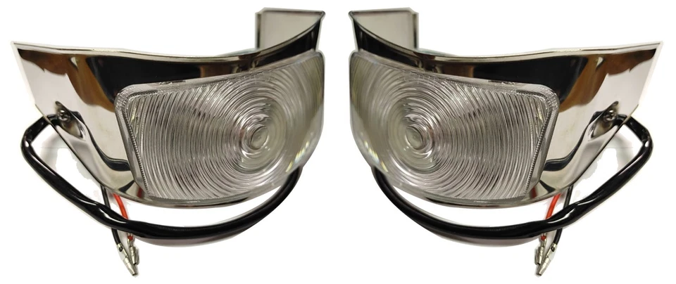 Par - Lámpara de luz de estacionamiento llanta de acero inoxidable camioneta Ford 1956 F100 F250 F350 Foto 1 de 3