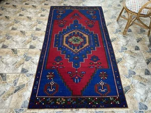 Vintage Rug | Wool Runner Antique Farmhouse Anatolian Handmade Turkish Rug 4x7ft - Picture 1 of 20