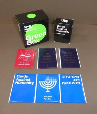 Cartas Contra la Humanidad, Caja Verde + 5ª Expansión Más Paquetes Raros Lote de Juegos de Fiesta Foto 1 de 4