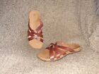 Keen-Sofia Slide-Picante/Mulch-Red/Tan/Brown Leather-Sz 37.5/7-Excellent