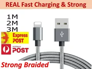 Aussie USB Nylon Cable Cord Charger for Apple iPhone 7 X 8 6 Plus 6 11 12 13 14 - Picture 1 of 4