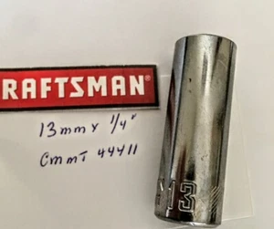 Craftsman 13 mm x 1/4" Dr 6 Pt Standard Deep Socket CMMT 44411 Free USA Ship - Foto 1 di 3